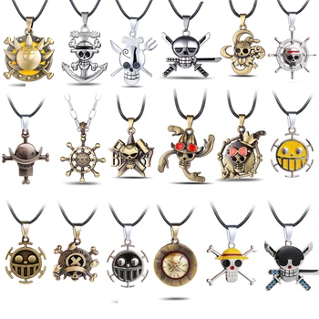 

Anime One Piece Necklaces Skeleton Luffy Pirate Skull Metal Pendant Choker Necklace Men Women Jewelry Souvenir Gift