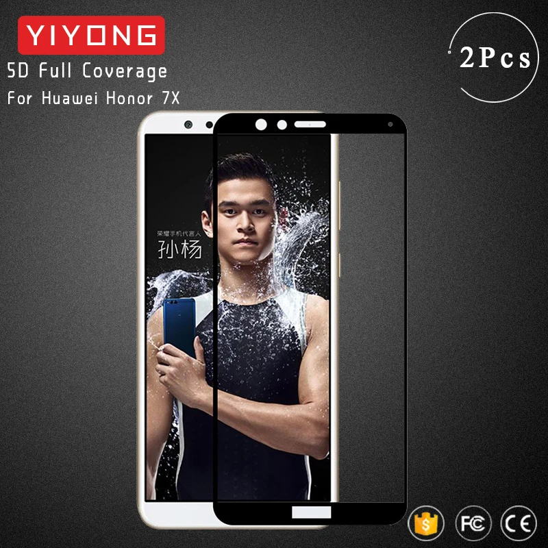 Стекло YIYONG 5D с полным покрытием для Huawei Honor 7X 7A 7C закаленное стекло RU Защита экрана