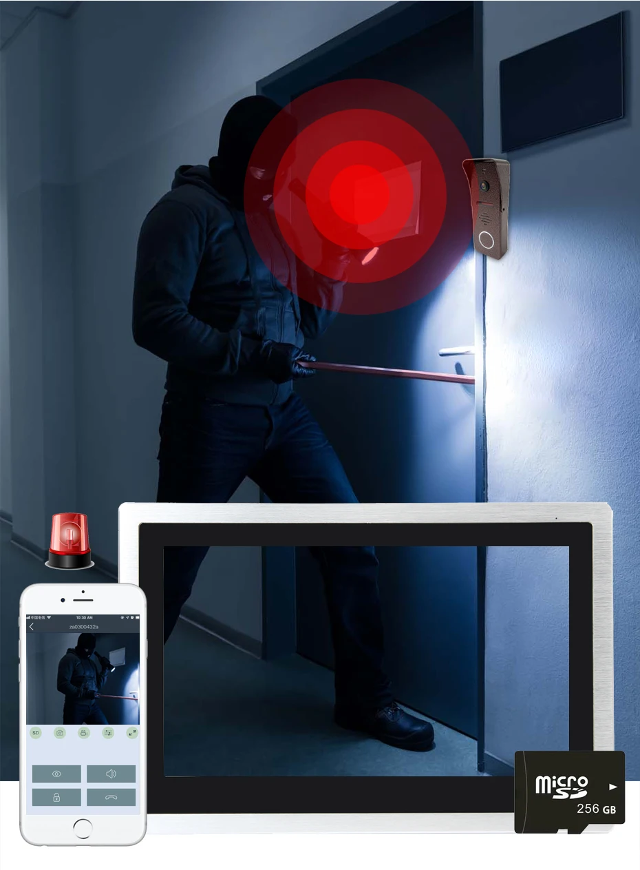 HomeFong 10 inch Wifi Intercom Wireless Indoor Monitor for Video Door Phone with Motion Detection