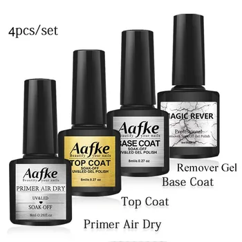 

4pcs/set Nail Top Coat And Base Coat For Nails Semi Permanant Fast Dry Primer Soak Off Burst Remover UV Gel Nail Lacquer ZJJ3083