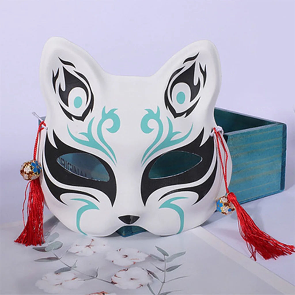 Anime Demon Slayer Foxes Mask Hand-painted Japanese Mask Half Face Mask Festival Ball Kabuki Kitsune Masks Cosplay Prop