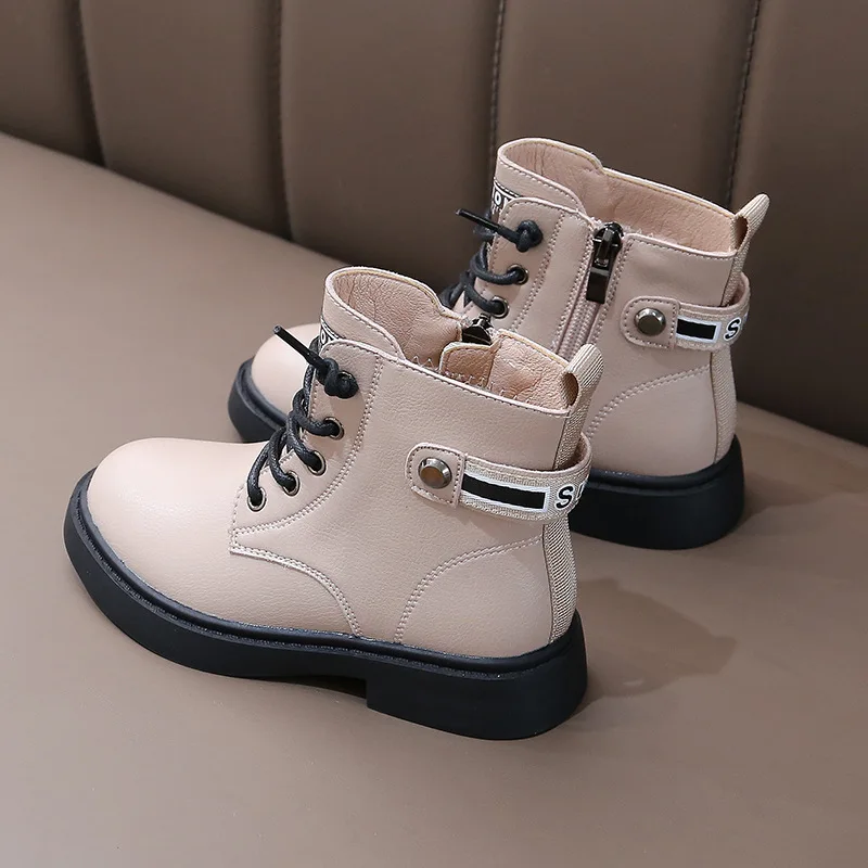 

Tong xue zi 2019 Winter New Style Korean-style plus Velvet CHILDREN'S Martin Boots Anti-slip Soft-Sole Versatile Trend Men And W