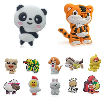 

1pcs Animals Pig Panda Tiger Snake Shoe Charms Shoe Accessories Shoe Buckles Fit Bracelets Croc JIBZ Shoe Decoration Kids Gift