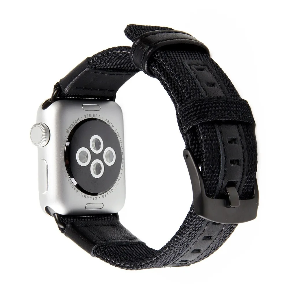 Ремешок из натуральной кожи для Apple Watch 6 5 40 44 мм нейлоновый плетеный браслет iWatch SE