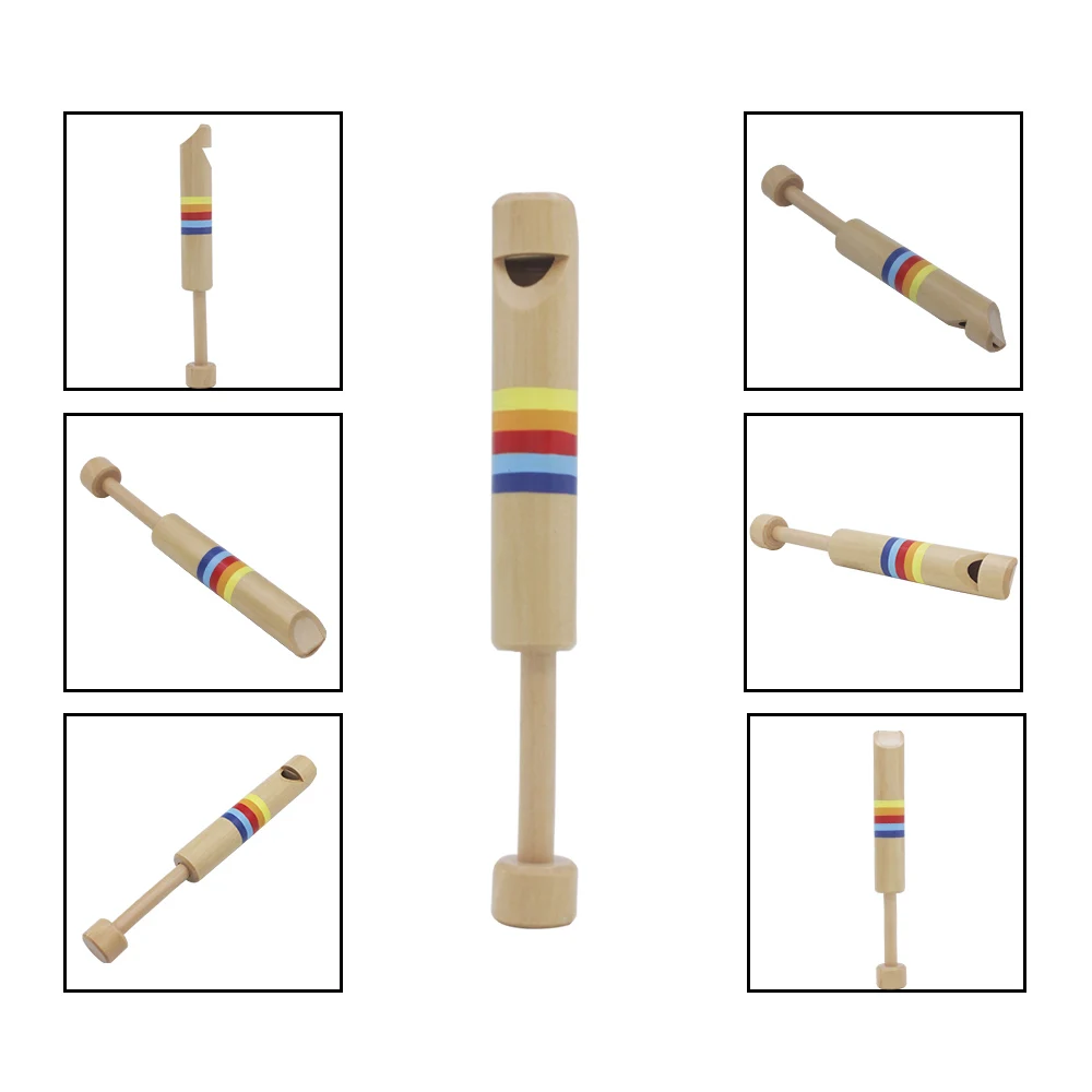 M MBAT Small Whistles Wooden Diacritical Sliding Piccolo Baby Musical Instrument Toy Whistling Children Flute Educational Toys