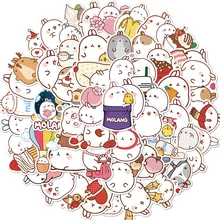 50 pçs/set Bonito Molang Coelho Anime Japonês PVC Impermeável Adesivos Scrapbooking DIY Papelaria Adesivo Kawaii Jounal Adesivos