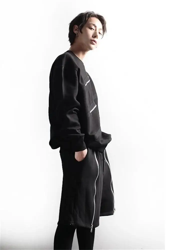 Men's Long Sleeve Clothing Spring And Autumn New Dark Korean Version Of The Oblique Zipper Decoration Leisure Large Size Jacket