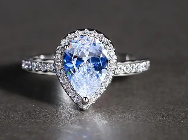 

SS250 925 Silver Water Drop Zircon Girl Ring Wedding, Engagement Birthday Party, Girl Ring Gift