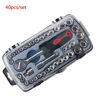 

40pcs/Set Multifunctionl Ratchet Socket Wrench Set Motorcycle Mechanic Repair Tools Household Hardware Combination Kit A