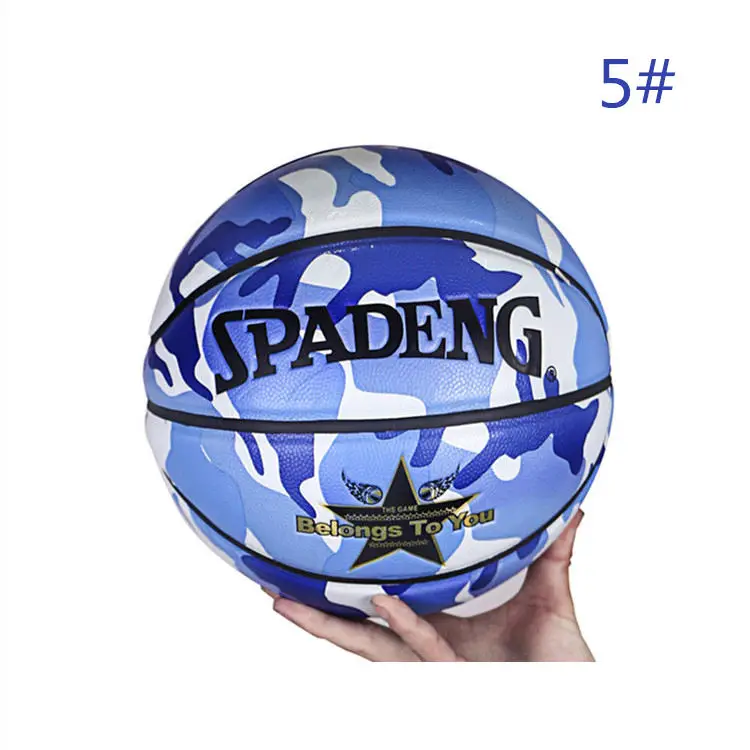 Blue Size 5 Профессиональный Спортивный Баскетбол 5#/7# Молодежный/взрослый тренинг/соревнование износостойкость военные принты персональный Баскетбол - Цвет: Blue Size 5