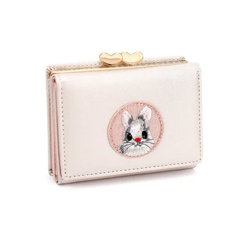 

Women Rabbit Print Faux Leather Wallet Buckle Fashion Money Wallets Key Case Coin Card Package Holders Lady Purse PU