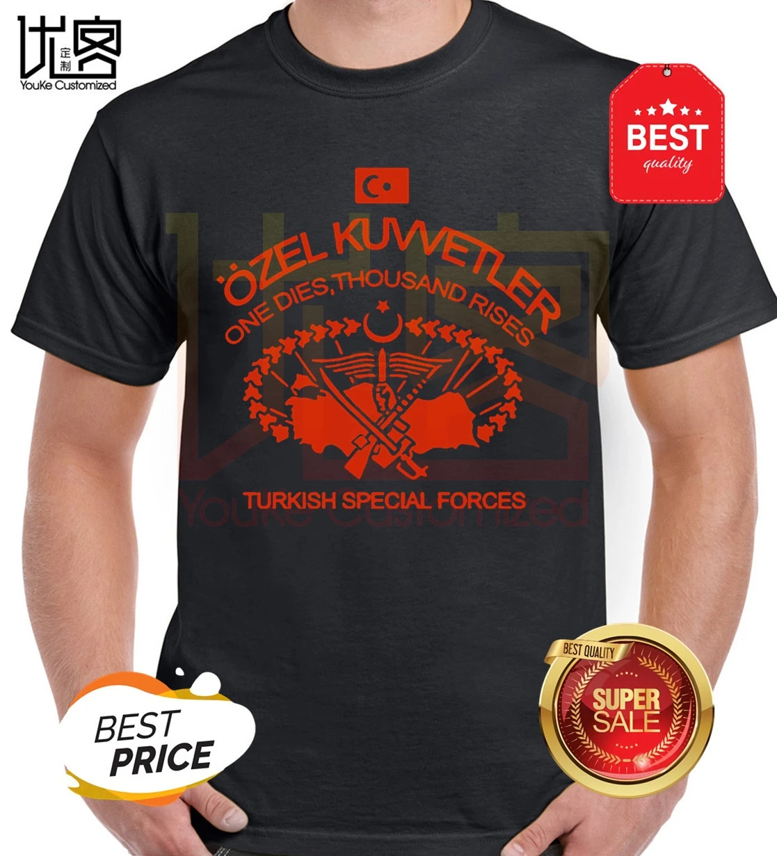New Turkish Special Forces Ozel Kuvvetler T Shirt Camiseta Black Men