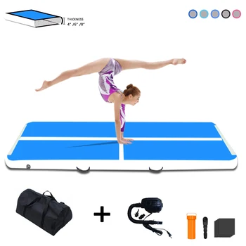 

10ft/13ft Inflatable Gymnastics Air Track Tumbling Mat 4in/6in Thick Tumbling Air Track Mat with Electric Air Pump