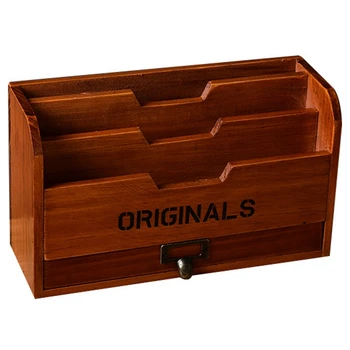 

Retro Style Drawer Wooden Box Makeup Organizer Jewelry Case Storage Holder Desktop Storage Rack