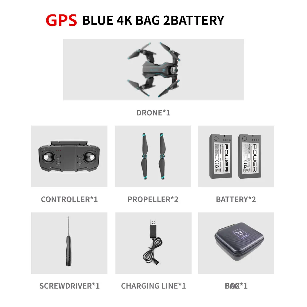 GPS Blue 4K Bag 2B Радиоуправляемый квадрокоптер S20 Дрон gps 4K HD Двойная камера 5G wifi FPV складной селфи Дрон профессиональный оптический поток 500 м дальние расстояния - Цвет: GPS Blue 4K Bag 2B