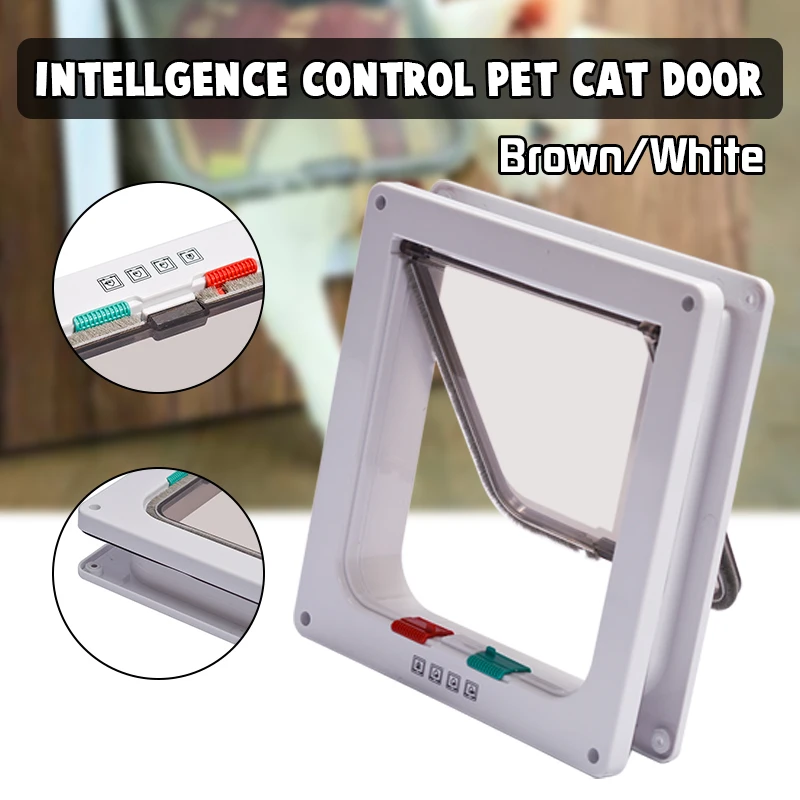 4 Way Intelligent Lockable Cat & Dog Pet Flap Door -White 1