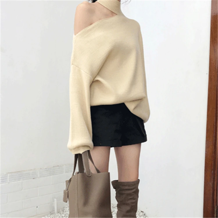 Colorfaith New Autumn Winter Women's Sweaters Casual Minimalist Tops Sexy Korean Style Knitting Off Shoulder Ladies SW7848