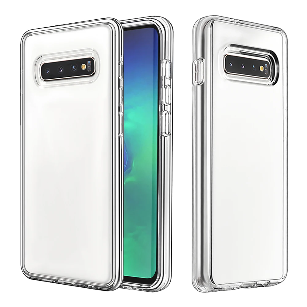 For Samsung Galaxy S10 S10 Plus Case Transparent Soft TPU Hard PC 2 in 1 Phone 1