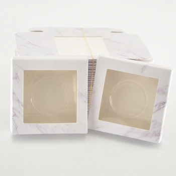 

50/100/pack Wholesale Paper Eyelash Packaging Box Lash Boxes Mink Eyelashes Package Storage Square Marble Case No Tray Vendors