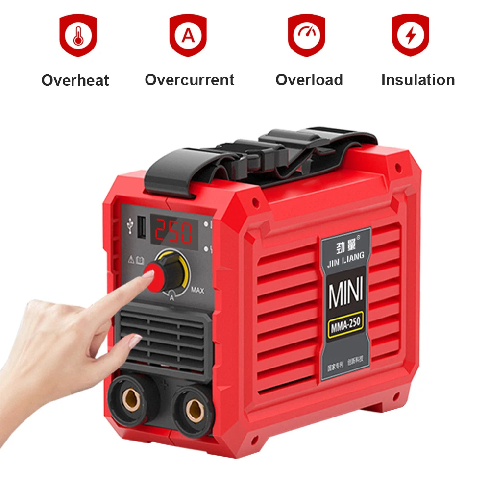 Portable Welder Electric Welder Mini Welder 3500W 220V Mini DC Inverter Arc Welding Machine Household Pure Copper Arc Welder Upgrade USB Interface Electric Welding Machines