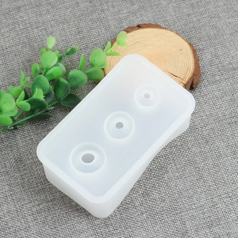Doreen Box Silicone Resin Mold For Jewelry Making Rectangle White Geometric Round DIY Jewelry Accessories 11.5cm x 7cm, 1 Piece