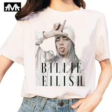 Billie Eilish, Футболка Harajuku Fans, белая, хлопковая, женская, Camiseta Mujer,, эстетический Топ, футболка размера плюс, уличная одежда, крутая