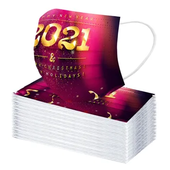 

2021 Fashion New Year Protective Masks Disposable Outdoor Sport Face Mask Unisex Letter Printed Masks Adult 3-layer Filter Masks