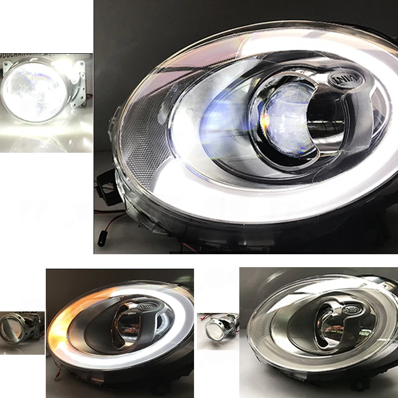 Full led lens Автомобиль для 2007- Mini F56 cooper головной светильник s для F56 все светодиодный головной фонарь Angel eye светодиодный DRL передний светильник Би-светодиодный объектив динамический поворот - Цвет: Full led lens