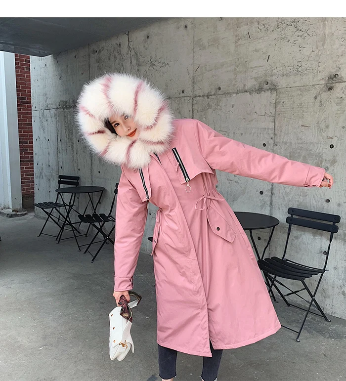 FIRSTTO Stylish Detachable Faux Fur Big Hooded Curly Hairy Shaggy Long Outwear Trench Women Keep Warm Pockets Coat Tops 4 Colors