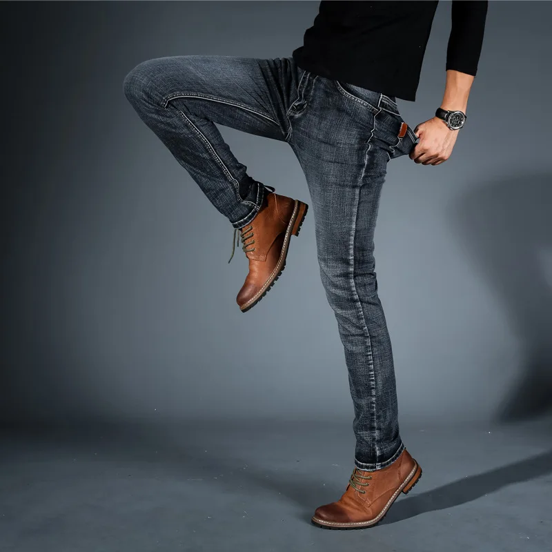 Elasticity Jeans Plus-sized Men'S Wear Straight-Cut Slim Models Business Versitile Youth Extra-large No. Pants