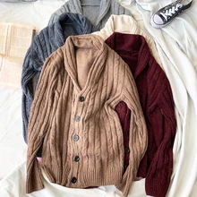 Мужской свитер для осени и зимы, кардиган, приталенный и толстый свитер