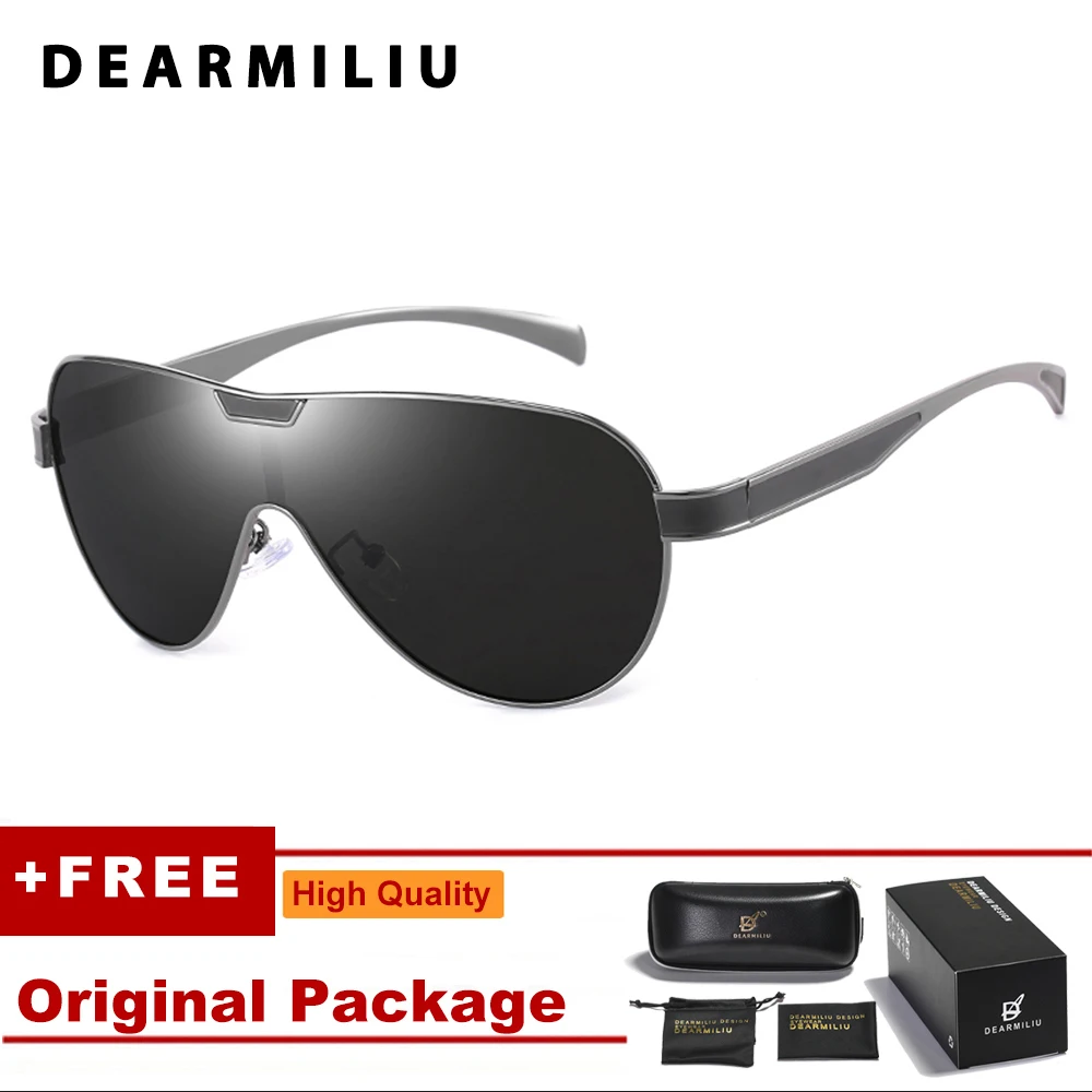 DEARMILIU новинка ретро мужские поляризованные солнцезащитные очки для мужчин вождения пилот один объектив негабаритных солнцезащитных очков uv400 Gafas De Sol shades для женщин - Цвет линз: Gun Grey 2