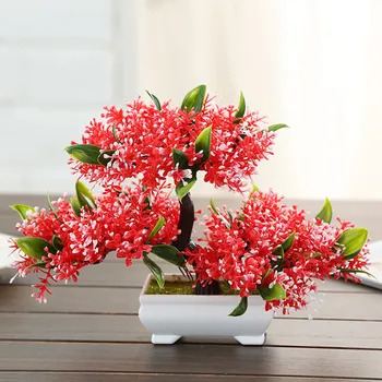 

Artificial Plant Small Potted Plant Plastic Flowers Green Vegetation Bonsai Wine Cabinet Bookcase Home Accessories Decoration