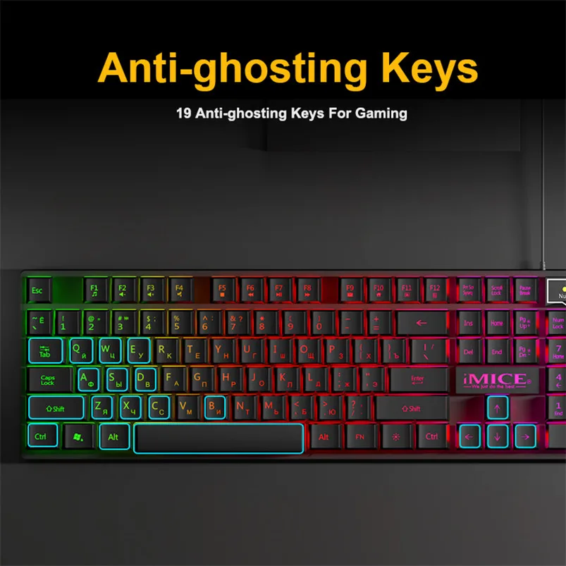 Wired Gaming Keyboard Led Backlit Keyboards 104 Keys Waterproof Keycaps Gamer Keyboards Computer Imitation Mechanical Keyboard 4