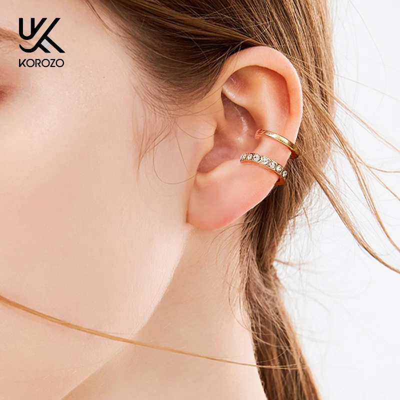 Punk Crystal Geometry Ear Clip Cuff Wrap Earrings for Women Non Pierced Clip on Silver Gold Earrings Fine Jewelry Earcuffs