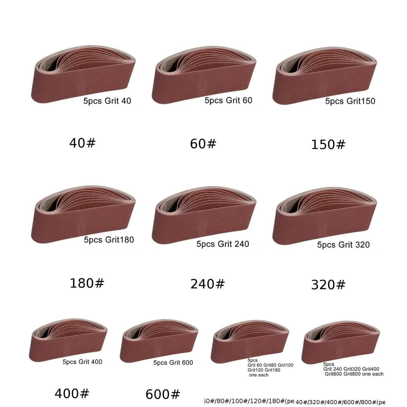5 шт./компл. 100 мм* 915 мм шлифовальной ленты шлифовальной лентой Алюминий оксид 40-800 Грит инструмент
