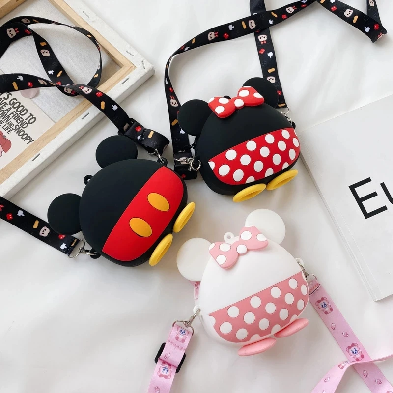 

Disney Anime Figure Backpack For Children Mickey Minnie Mouse Bag Waterproof Silicone Bag Baby Girl Primary Schoolbag Toy Gift