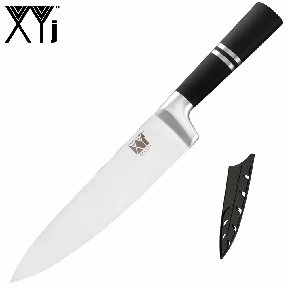 XYj 7 шт. набор ножей из нержавеющей стали 8 ''подставка для ножей Нескользящая черная ручка нож шеф-повара кухонный инструмент приспособление для дома Полный нож Тан - Цвет: F.8 chef knife