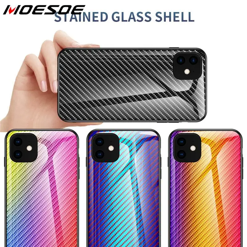 MOESOE зеркальный чехол из углеродного волокна для iPhone 11 Pro Max XR XS MAX X 8 7 6 S Plus