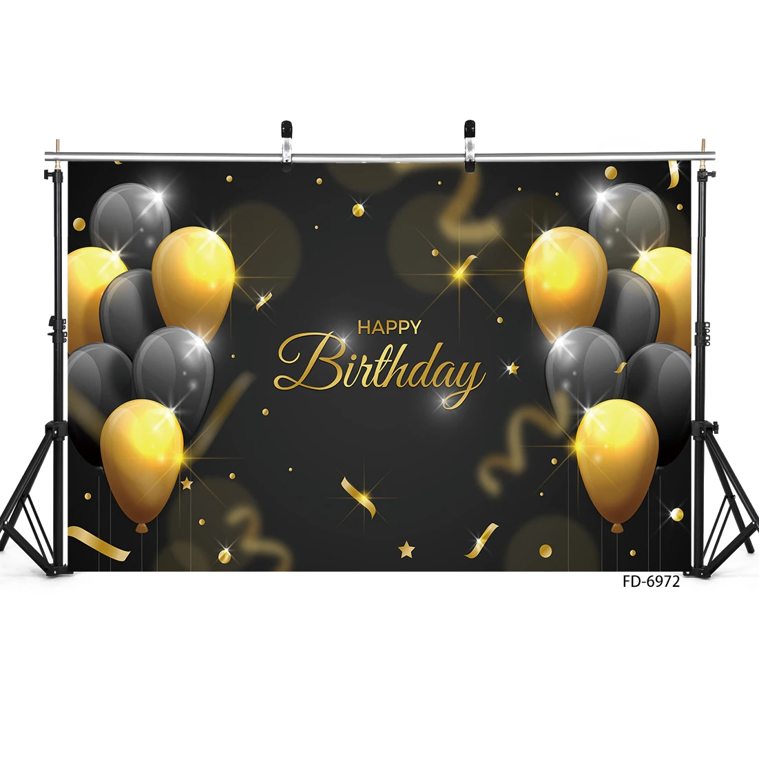 Black Yellow Balloons Birthday Party Banner Photo Background Vinyl Backdrop  for Photograpy for Children Baby Adults Photo Studio