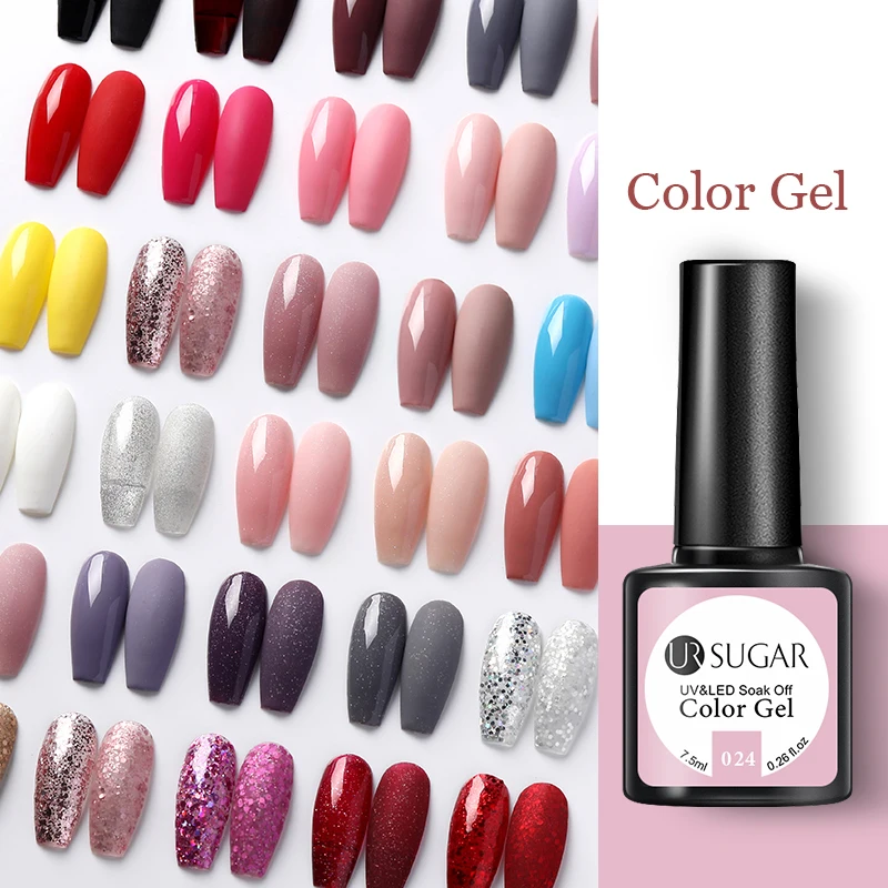 UR SUGAR 7.5ml Glitter Shiny Color Nail Gel Polish Semi-permanent Varnish Soak Off Nail Art Base Top Coat UV LED Gel Manicure 5