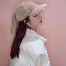 Ins Корейская осенняя и зимняя пуховая женская бейсбольная кепка, Студенческая Корейская версия, милая и милая шапка с ушами, утиным язычком