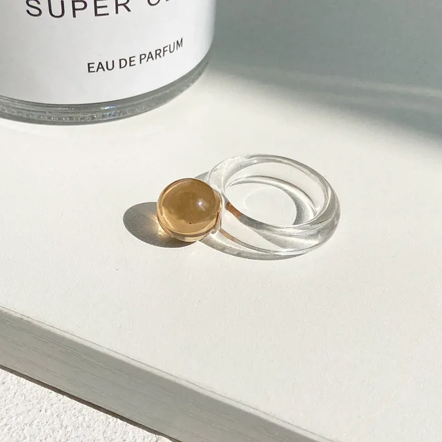 New Colorful Transparent Resin Acrylic Crystal Rhinestone Simple Geometric Square Round Rings Set for Women Fashion Jewelry JZ41