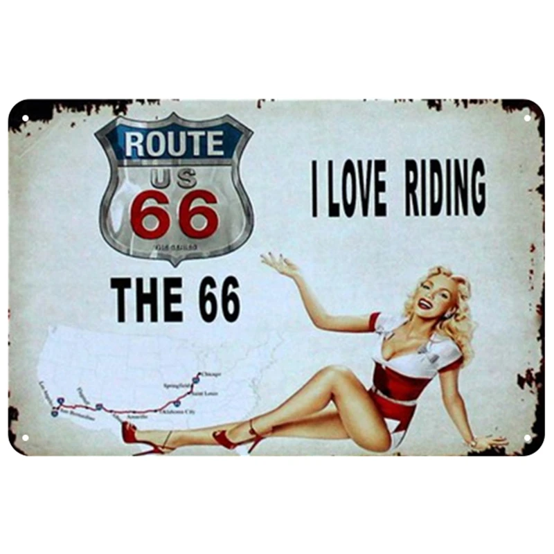 Route 66 табличка металлическая винтажная жестяная вывеска Pin Up потертый шик Декор винтажные металлические знаки украшение бара металлический плакат для паба металлическая пластина - Цвет: 1