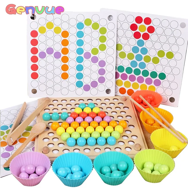 Montessori Wooden Beads Game Educational Early Learn Children Clip Ball Puzzle Preschool Toddler Toys Kids For Gifts | Игрушки и хобби