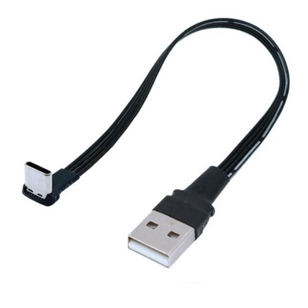 Liso de 1m Usb para Tipo-c Cabo de Dados de Carregamento Masculino Versão 2.0 Conector Cotovelo Esquerdo e Direito Ângulo Direito Cabo Flexível 5cm-cotovelo