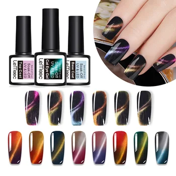 

LEMOOC Cat Eye Effect Gel Chameleon Thermal Magnetic Gel Nail Polish Soak Off UV Laser Gel Varnish Black Base Top Coat