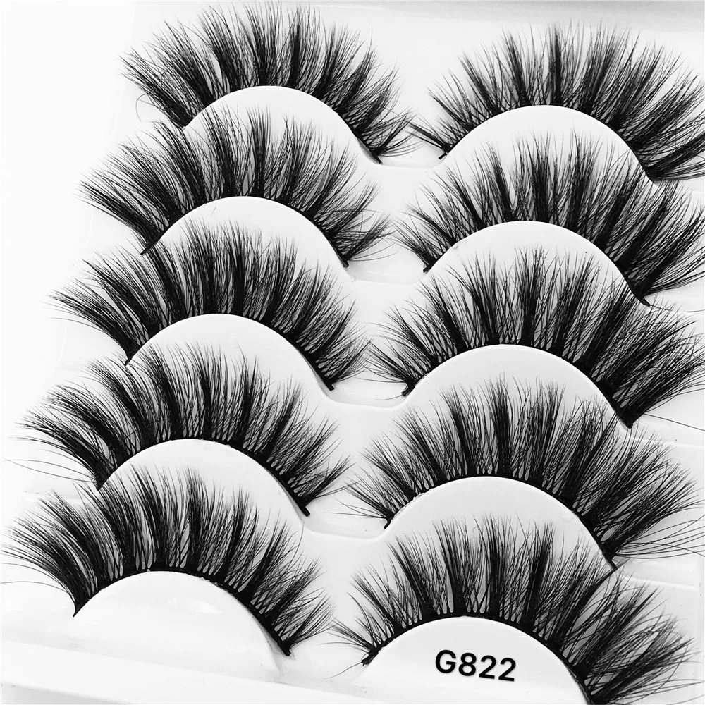 

5 Pairs Faux 3d Mink Lashes False Eyelashes Handmade Natural Winged Eyelashes 25mm Lashes Mink Eyelashes Maquiagem Makeup Beauty