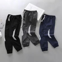 Qingdao/детская одежда для мальчиков; эластичные спортивные штаны с рисунком сбоку; детские осенние повседневные брюки с петельным ворсом