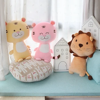 

Cartoon Lion Tiger Plush Stuffed Toy Long Soft Wild Animal Pillows Back Cushion Doll Cute Christmas Birthday Gift for Kid